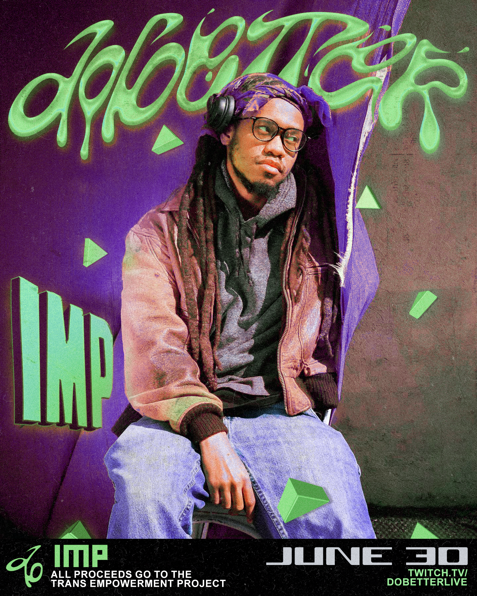 A nonbinary person looks off to the side, and they look cool as fuck. That's Imp, and they're really good at rapping. Check 'em out at Do Better Fest